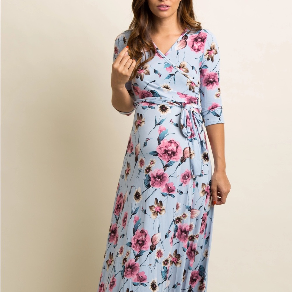 Pinkblush blue floral maxi maternity small NWT